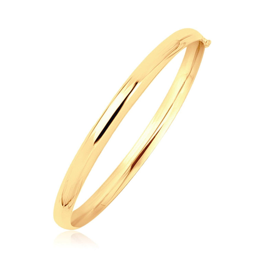 14k Yellow Gold Dome Design Polished Children's Bangle - Ellie Belle