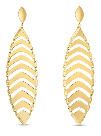 14k Yellow Gold Drop Leaf Earrings - Ellie Belle