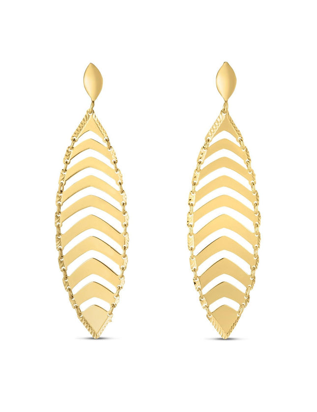 14k Yellow Gold Drop Leaf Earrings - Ellie Belle