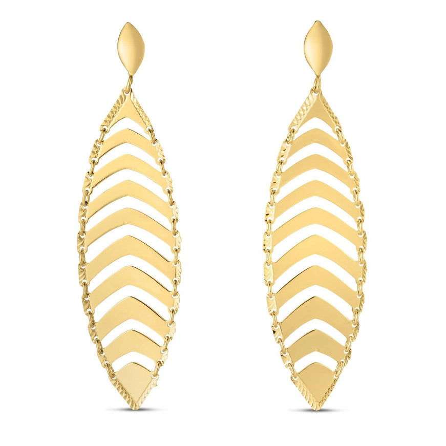 14k Yellow Gold Drop Leaf Earrings - Ellie Belle