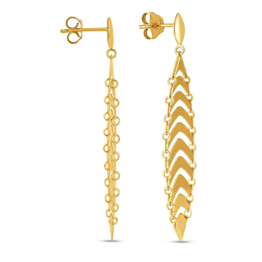 14k Yellow Gold Drop Leaf Earrings - Ellie Belle