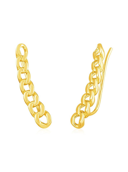 14k Yellow Gold Ear Climber Earring with Chain Links - Ellie Belle