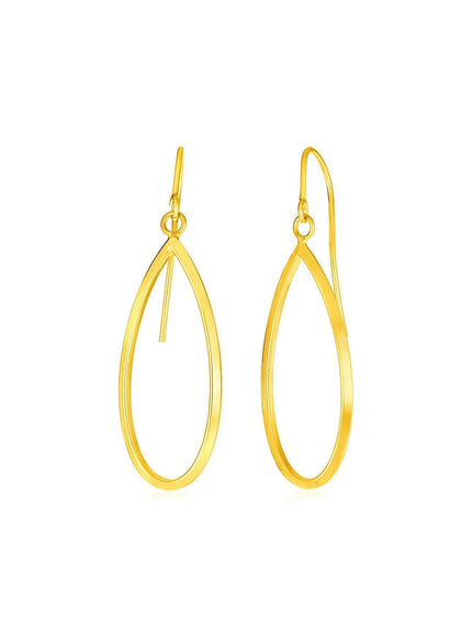 14k Yellow Gold Earrings with Polished Open Teardrop Dangles - Ellie Belle