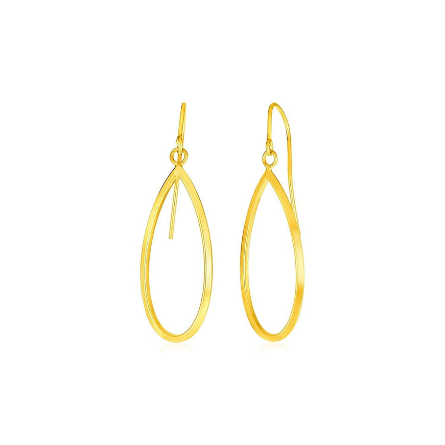 14k Yellow Gold Earrings with Polished Open Teardrop Dangles - Ellie Belle