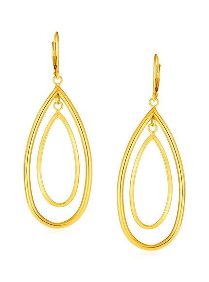 14k Yellow Gold Earrings with Teardrop Dangles - Ellie Belle