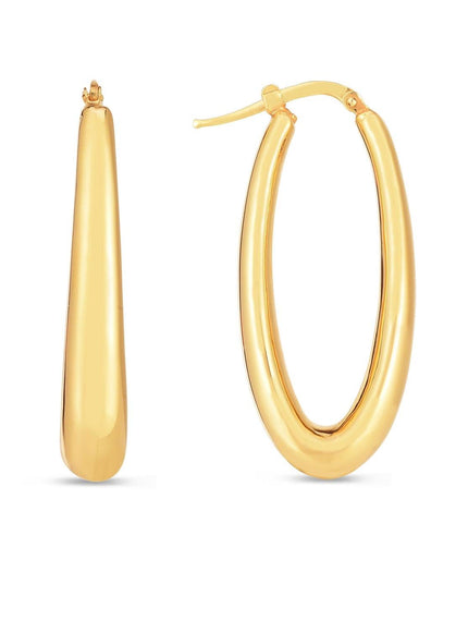 14k Yellow Gold Elongated Oval Hoops - Ellie Belle