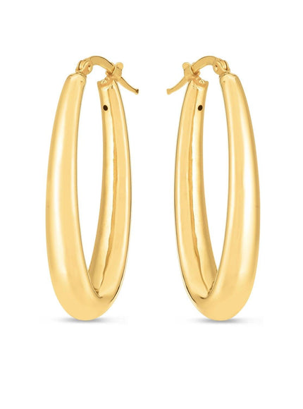 14k Yellow Gold Elongated Oval Hoops - Ellie Belle