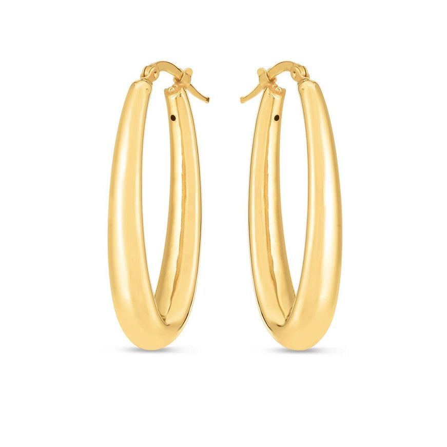 14k Yellow Gold Elongated Oval Hoops - Ellie Belle