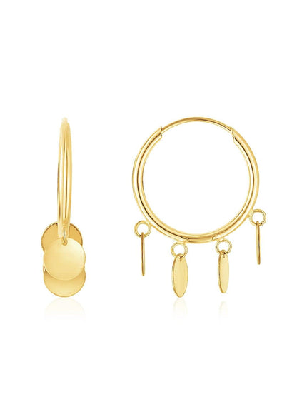 14K Yellow Gold Endless Circle Charm Huggie Hoop Earrings - Ellie Belle