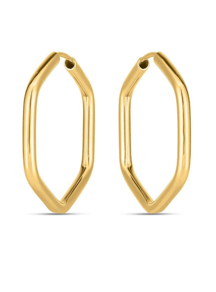 14k Yellow Gold Endless Hexagon Hoop Earrings - Ellie Belle