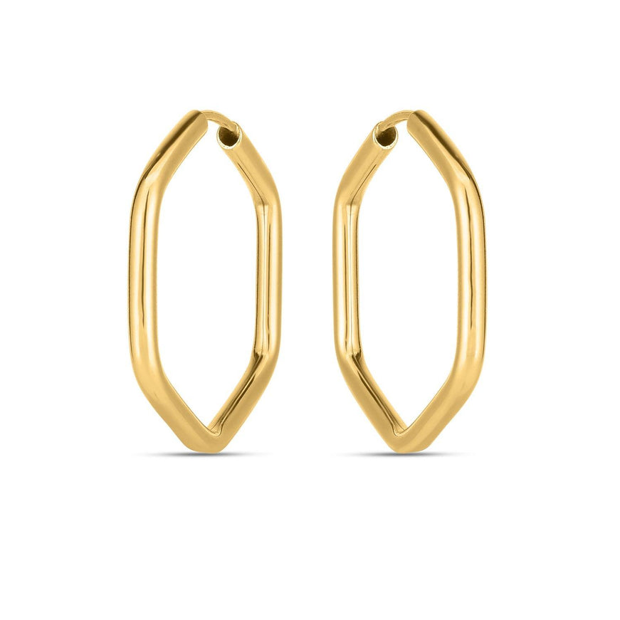 14k Yellow Gold Endless Hexagon Hoop Earrings - Ellie Belle