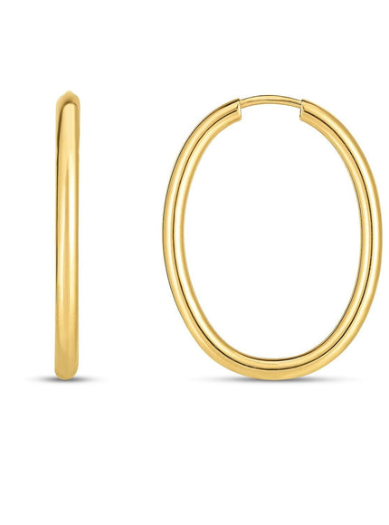 14k Yellow Gold Endless Oval Hoop Earrings - Ellie Belle