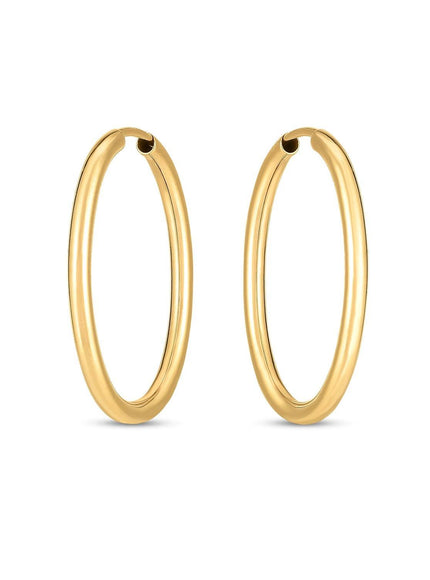 14k Yellow Gold Endless Oval Hoop Earrings - Ellie Belle