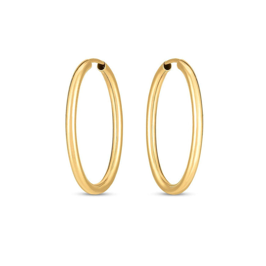 14k Yellow Gold Endless Oval Hoop Earrings - Ellie Belle