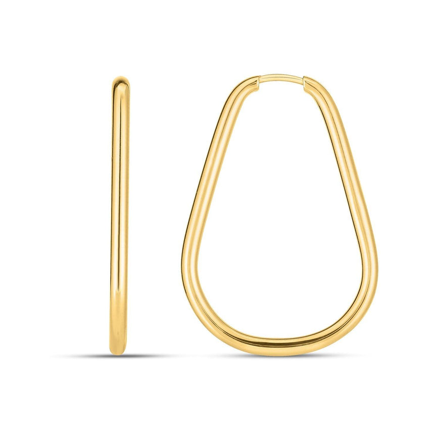 14k Yellow Gold Endless Pear Hoop Earrings - Ellie Belle