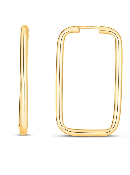 14k Yellow Gold Endless Rectangle Hoops - Ellie Belle