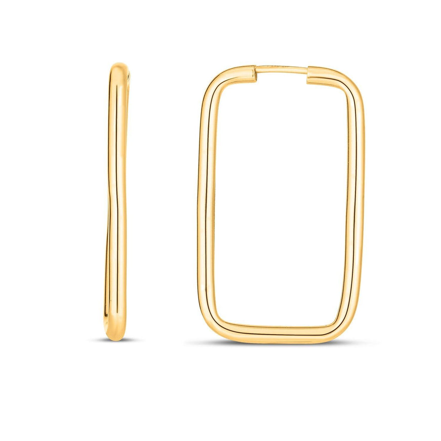 14k Yellow Gold Endless Rectangle Hoops - Ellie Belle