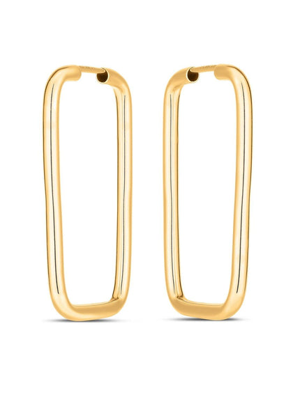 14k Yellow Gold Endless Rectangle Hoops - Ellie Belle