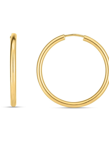 14k Yellow Gold Endless Round Hoop Earrings - Ellie Belle