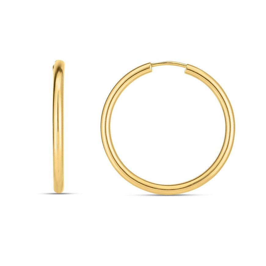 14k Yellow Gold Endless Round Hoop Earrings - Ellie Belle