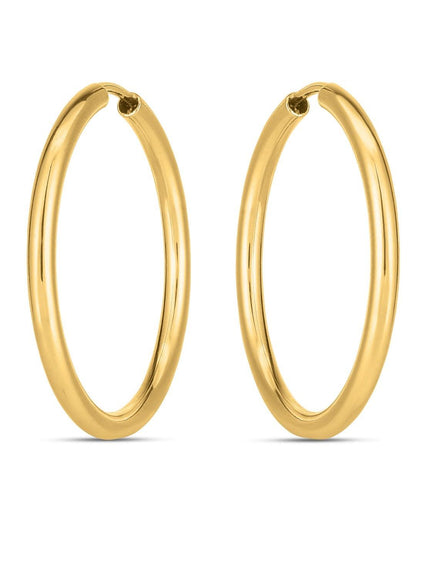 14k Yellow Gold Endless Round Hoop Earrings - Ellie Belle