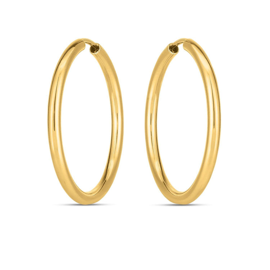 14k Yellow Gold Endless Round Hoop Earrings - Ellie Belle