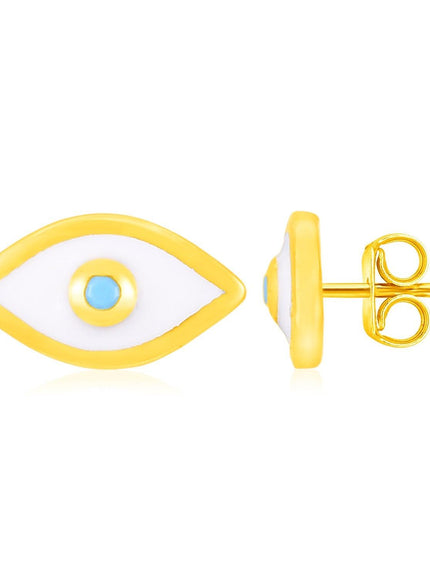 14K Yellow Gold Evil Eye Earrings with Enamel - Ellie Belle