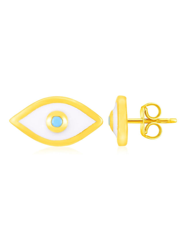 14K Yellow Gold Evil Eye Earrings with Enamel - Ellie Belle
