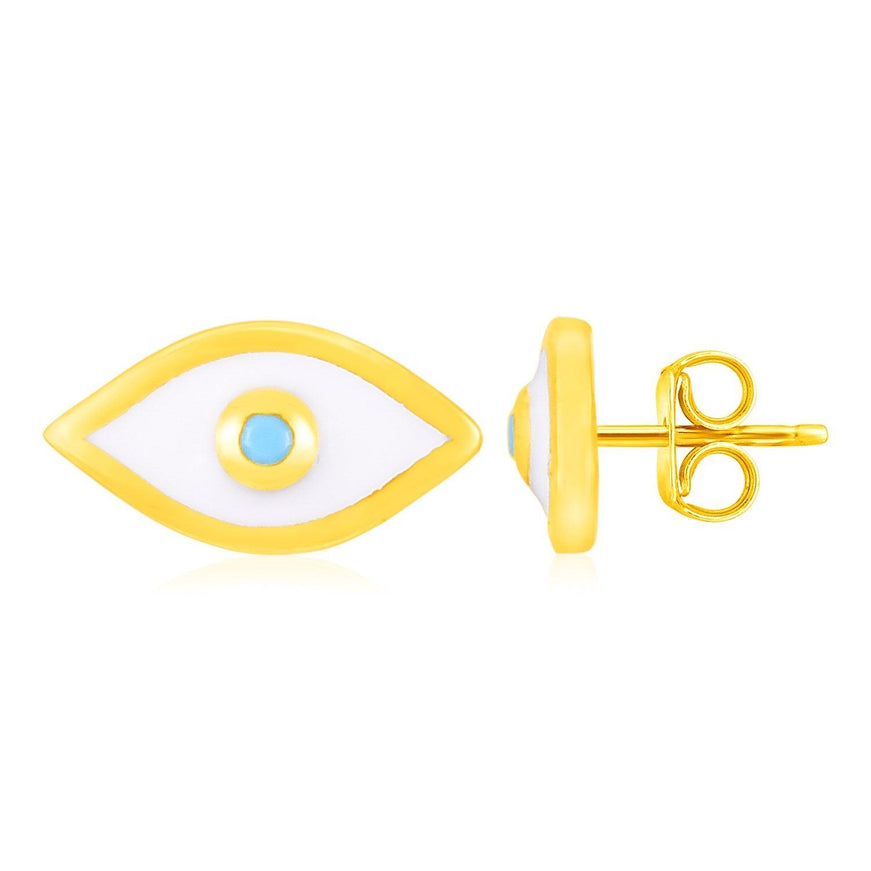 14K Yellow Gold Evil Eye Earrings with Enamel - Ellie Belle