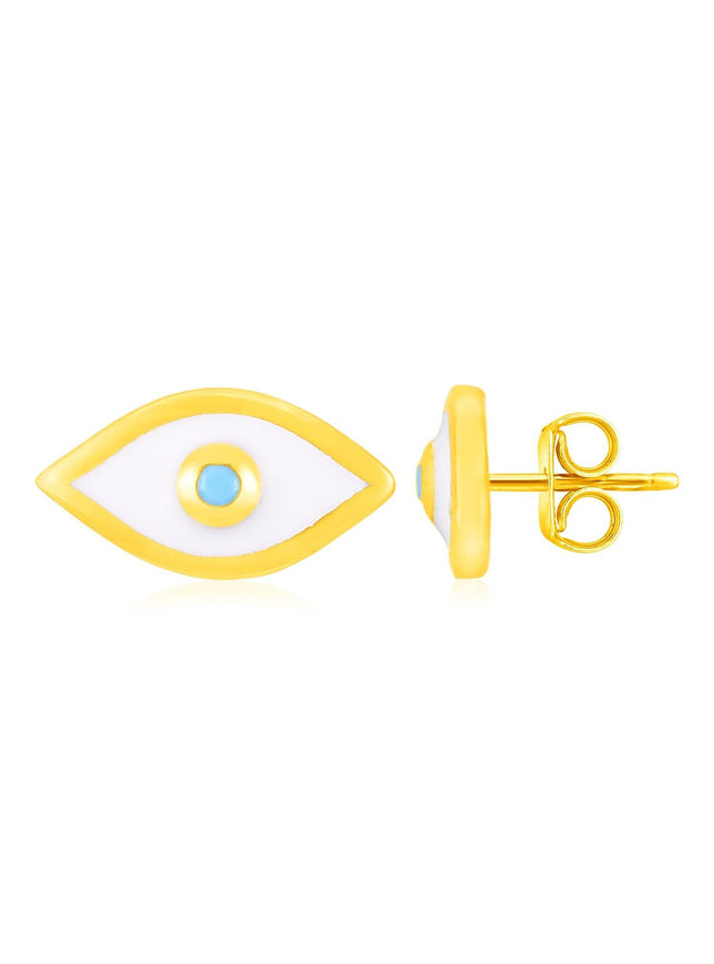 14K Yellow Gold Evil Eye Earrings with Enamel - Ellie Belle