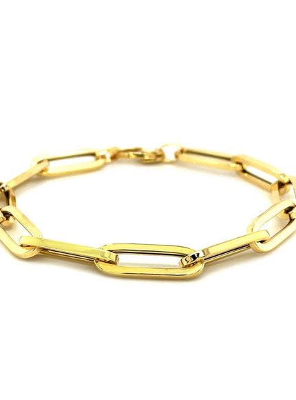 14K Yellow Gold Extra Wide Paperclip Chain Bracelet - Ellie Belle