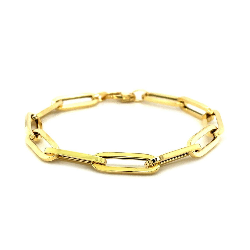 14K Yellow Gold Extra Wide Paperclip Chain Bracelet - Ellie Belle