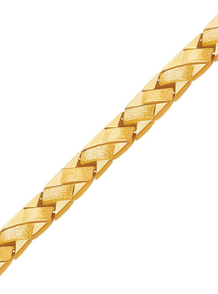 14k Yellow Gold Fancy Basket Weave Line Bracelet - Ellie Belle