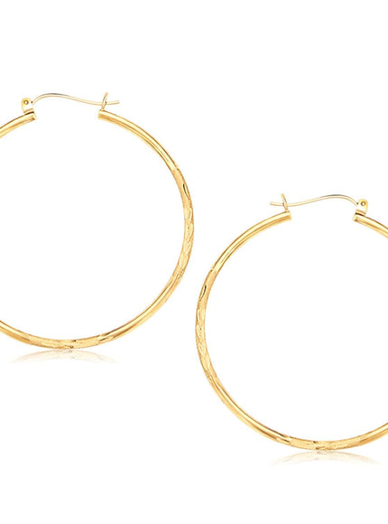 14k yellow gold diamond cut extra large hoop earrings