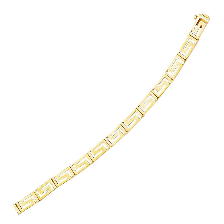 14k Yellow Gold Fancy Greek Key Motif Bracelet - Ellie Belle