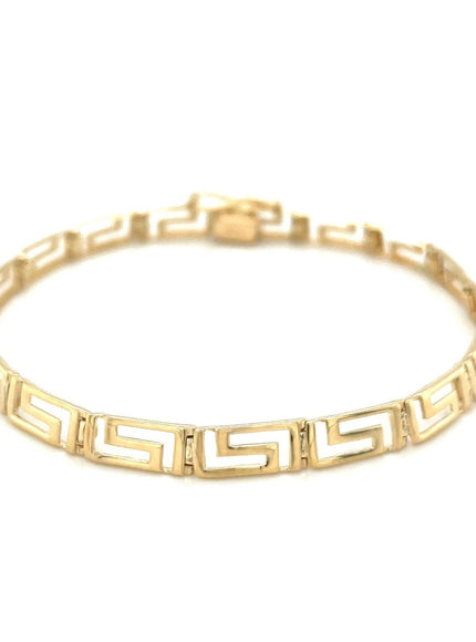 14k Yellow Gold Fancy Greek Key Motif Bracelet - Ellie Belle