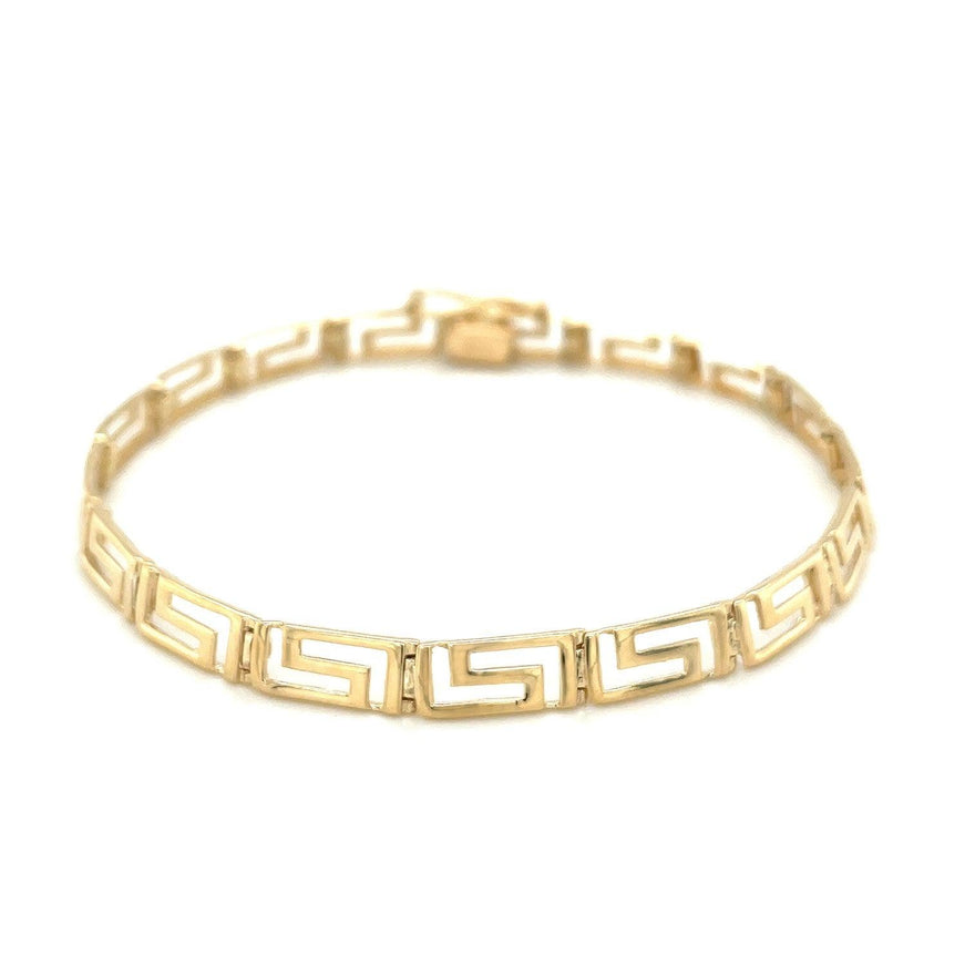 14k Yellow Gold Fancy Greek Key Motif Bracelet - Ellie Belle