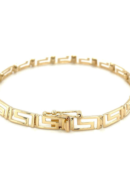 14k Yellow Gold Fancy Greek Key Motif Bracelet - Ellie Belle