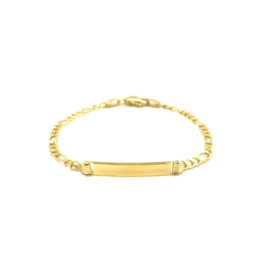 14k Yellow Gold Figaro Link Children's ID Bracelet - Ellie Belle