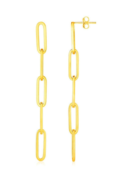 14K Yellow Gold Five Link Paperclip Chain Earrings - Ellie Belle