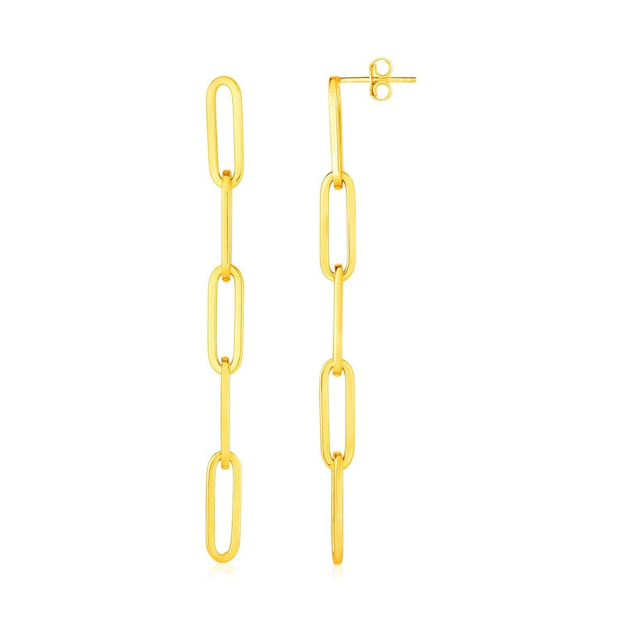 14K Yellow Gold Five Link Paperclip Chain Earrings - Ellie Belle