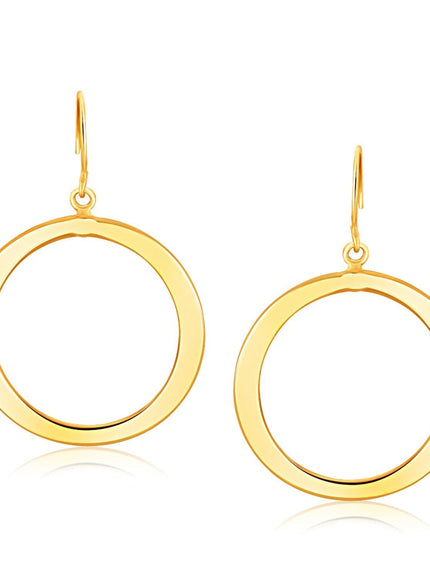 14k Yellow Gold Flat Open Tube Round Earrings - Ellie Belle