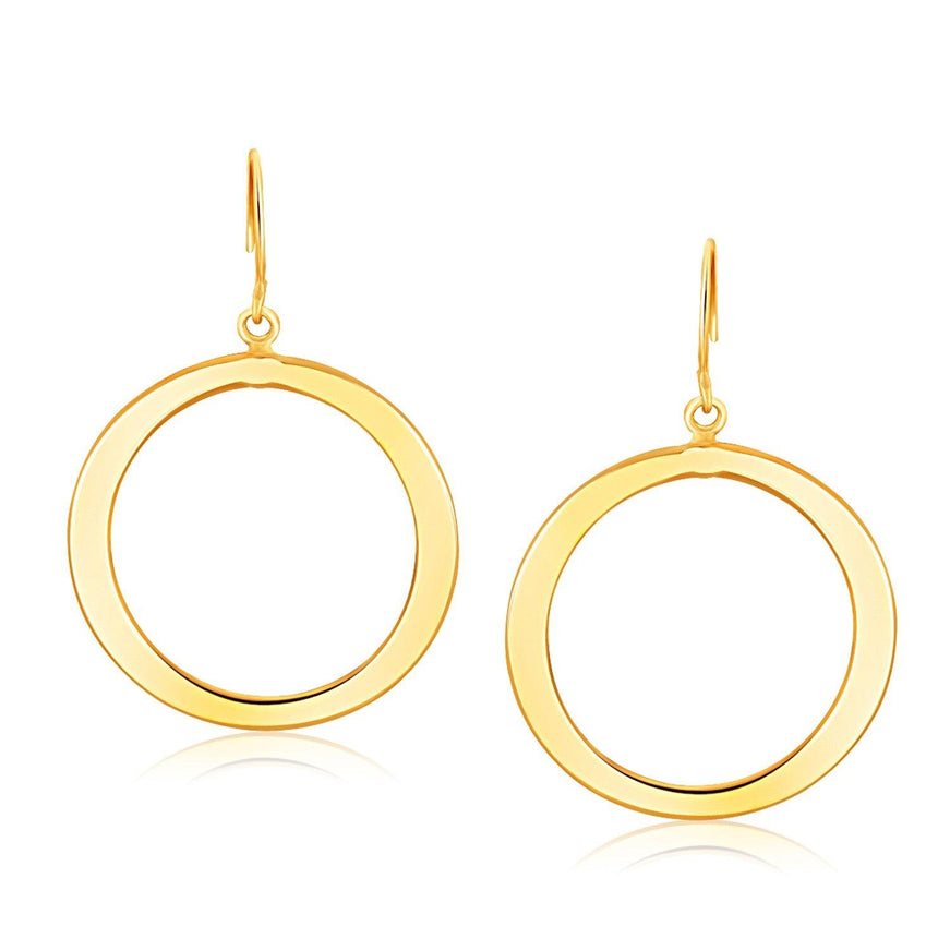 14k Yellow Gold Flat Open Tube Round Earrings - Ellie Belle