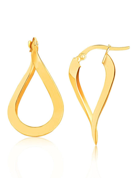 14k Yellow Gold Flat Polished Twisted Hoop Earrings - Ellie Belle