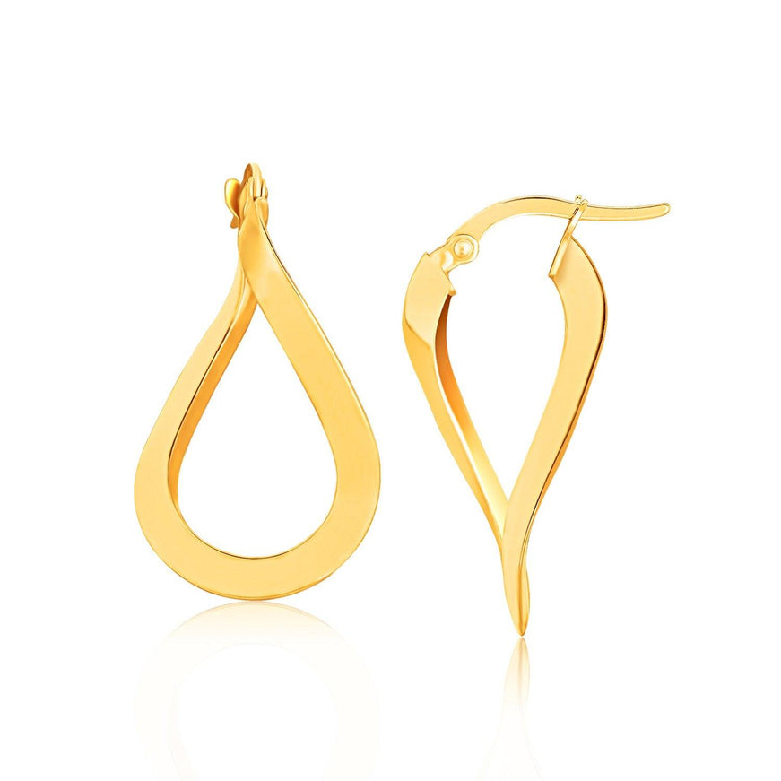 14k Yellow Gold Flat Polished Twisted Hoop Earrings - Ellie Belle