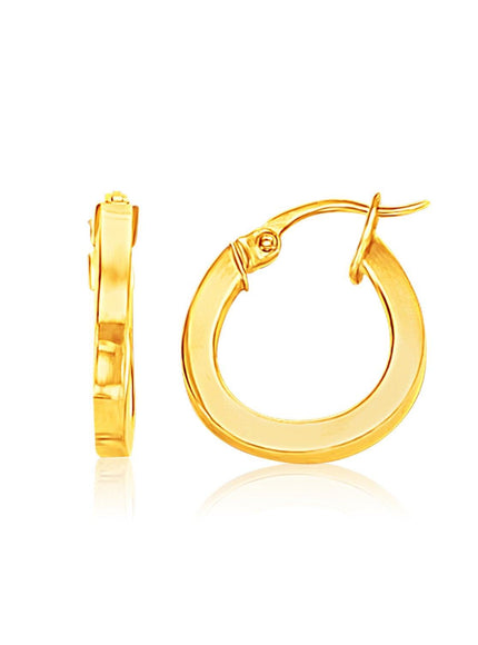 14k Yellow Gold Flat Side Small Hoop Earrings - Ellie Belle