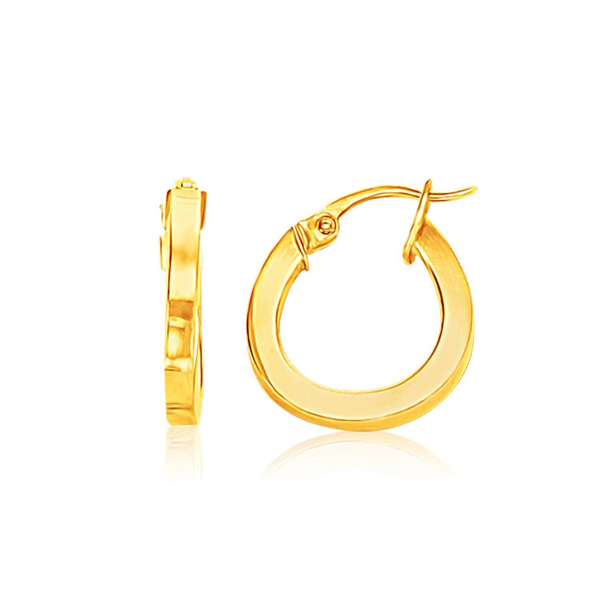 14k Yellow Gold Flat Side Small Hoop Earrings - Ellie Belle