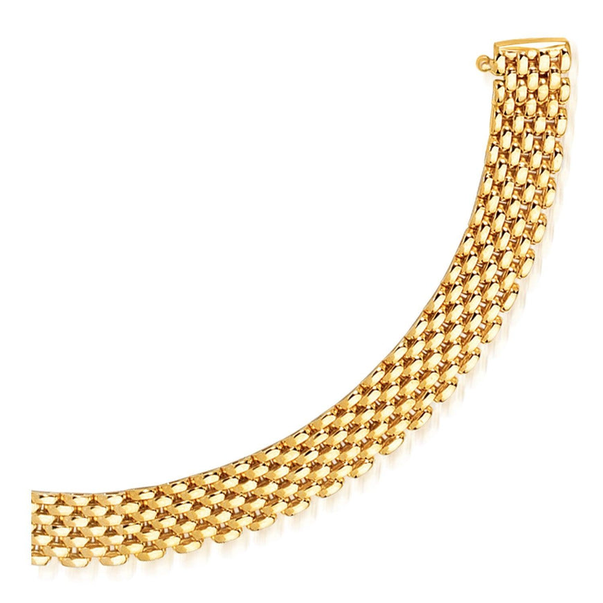 14k Yellow Gold Flexible Panther 9.0mm Line Bracelet - Ellie Belle