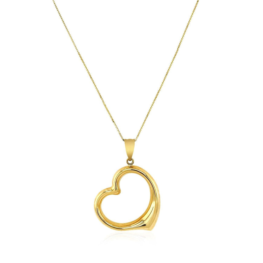 14k Yellow Gold Floating Heart Drop Pendant - Ellie Belle