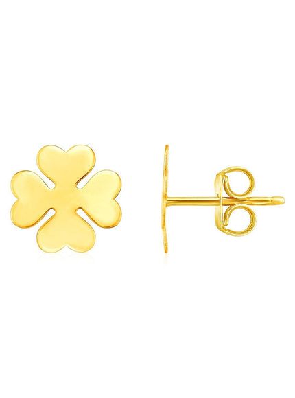 14K Yellow Gold Four Leaf Clover Earrings - Ellie Belle